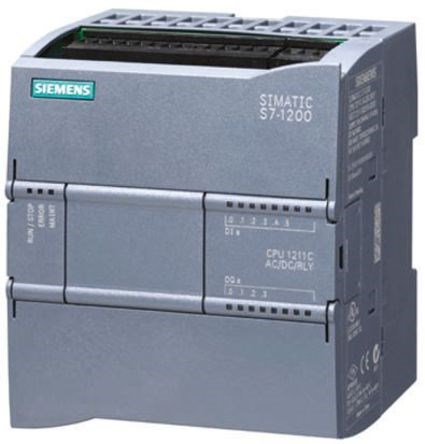 S7-1200, CPU 1211C, COMPACT CPU, DC/DC/DC, ONBOARD I/O: 6 DI 24V DC; 4 DO 24 V DC